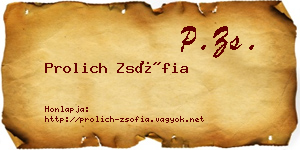 Prolich Zsófia névjegykártya